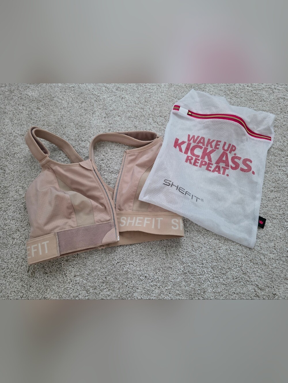 SHEFIT Nude Blush Front-Zip Sports Bra 2 Luxe